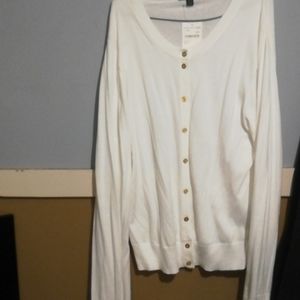 J.Crew Solid White Cardigan XL
